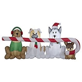Christmas Inflatable Puppies & Candy Cane, 3.5-Ft.