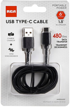 6FT USB 2.0A USB-C CABLE